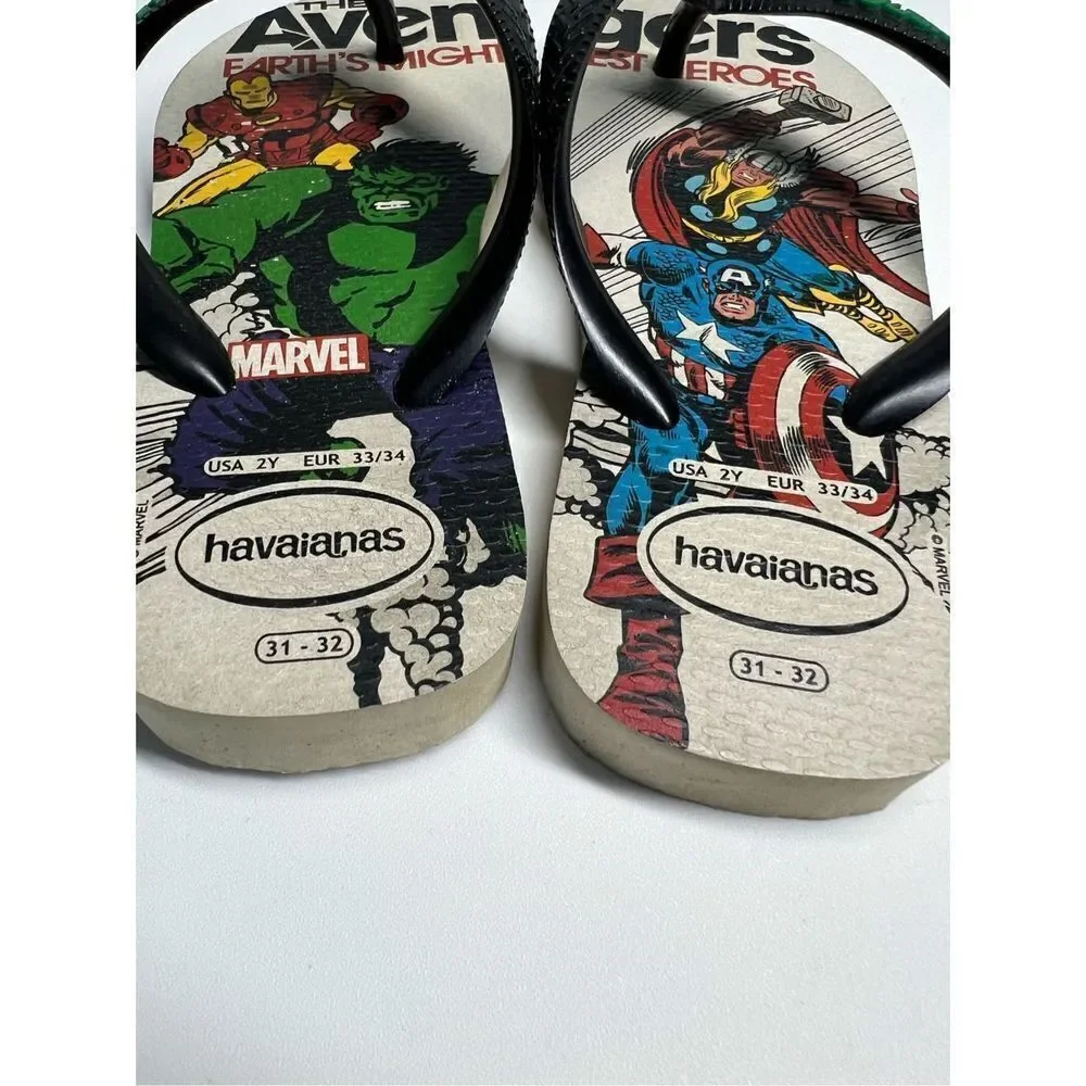 Havaianas Kids Top Marvel Classics Flip Flop Sandals - Beige - Size 4,5 Y